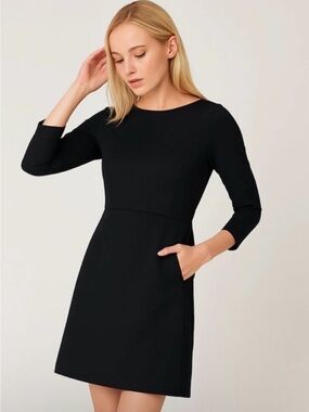 Spanx The Perfect Shift in Classic Black Ponte Stretch Dress 3/4 Sleeve M Medium